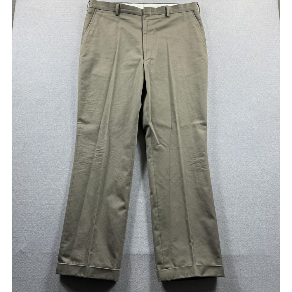 Berle Pants‎ Mens 40 (Fit 38x31) Beige Chino Classic Fit Cuffed Straight Casual